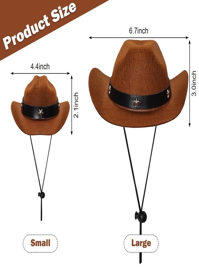 Fumwase Pet Cowboy Costume Halloween Costumes for Dogs Cat Puppy Hats with Bandana Scarf Cowboy Costume Accessories Dog Cat for Party Festival and Daily Wearing(Brown hat + Red, Small) - Image 3